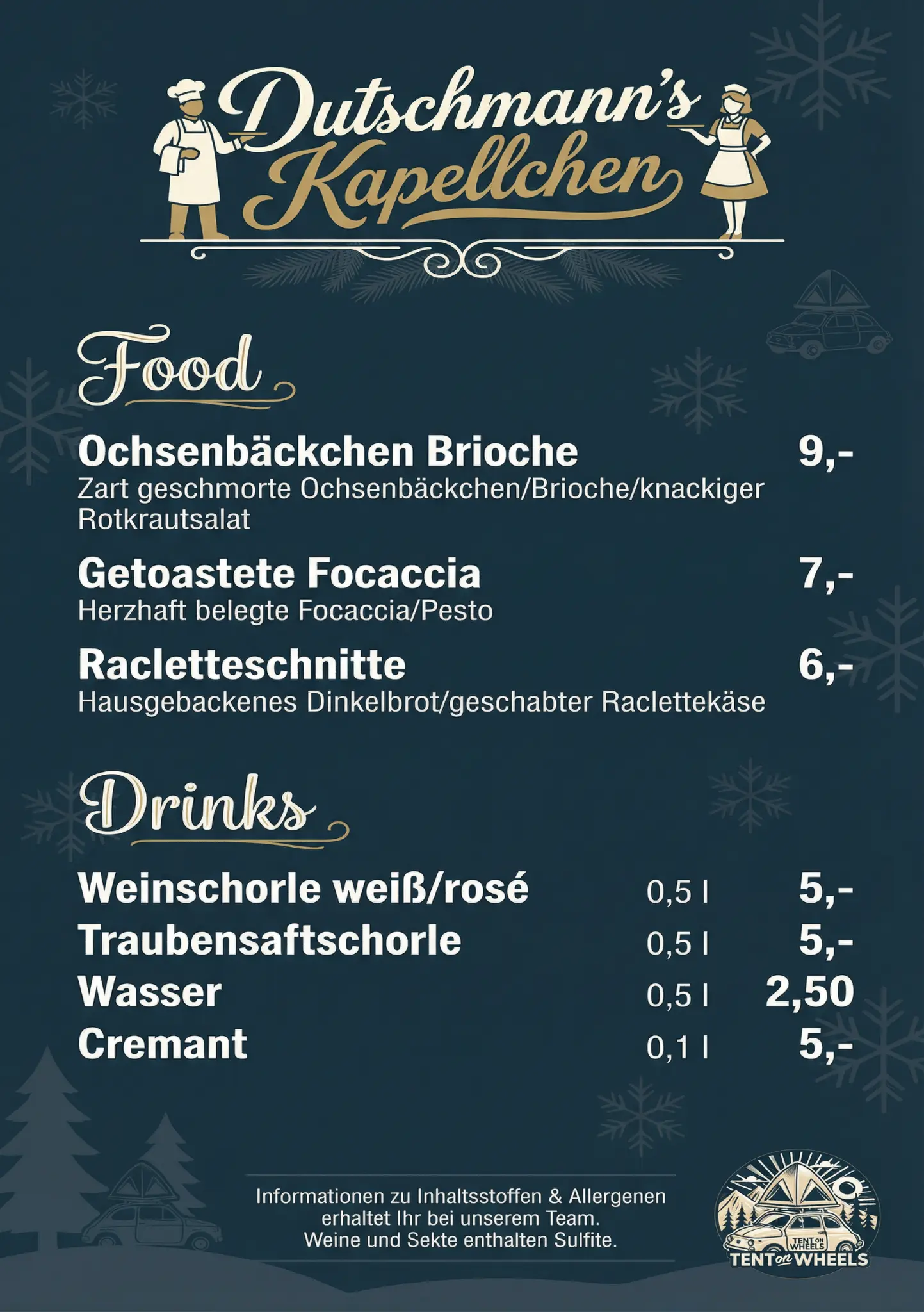 Wintercamp Speisekarte